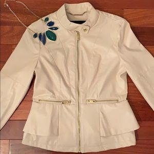 Steve Madden Leather Peplum Bomber Jacket